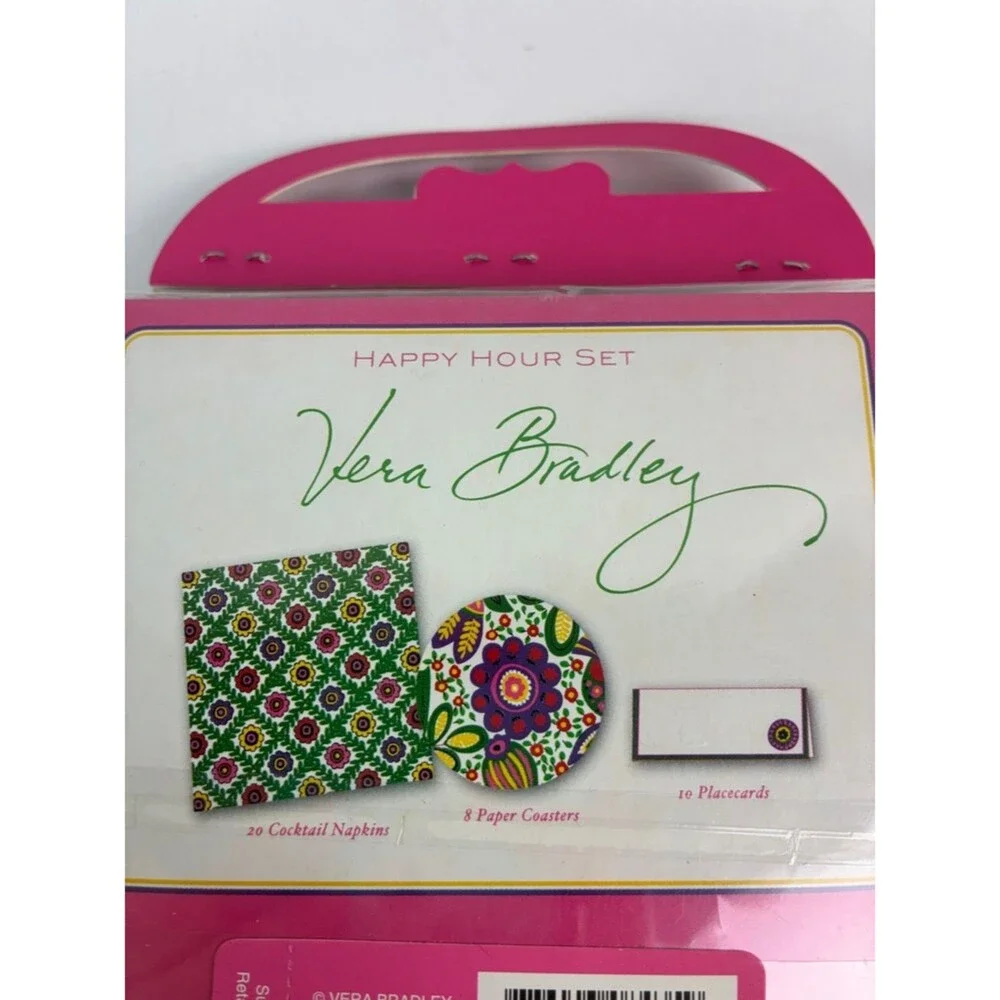 NWT Vera Bradley happy hour set viva la Vera napkins coasters placecards